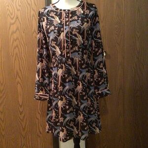 Loft Peacock Long sleeved knee length dress